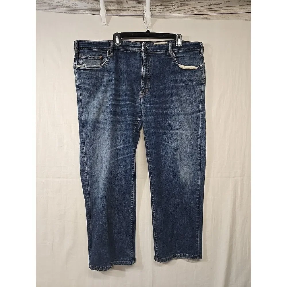 Orvis Jeans Men's Size 46x27 Stretch‎ 5 Pocket Jeans Distressed Dark Wash